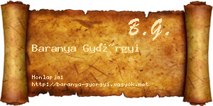 Baranya Györgyi névjegykártya